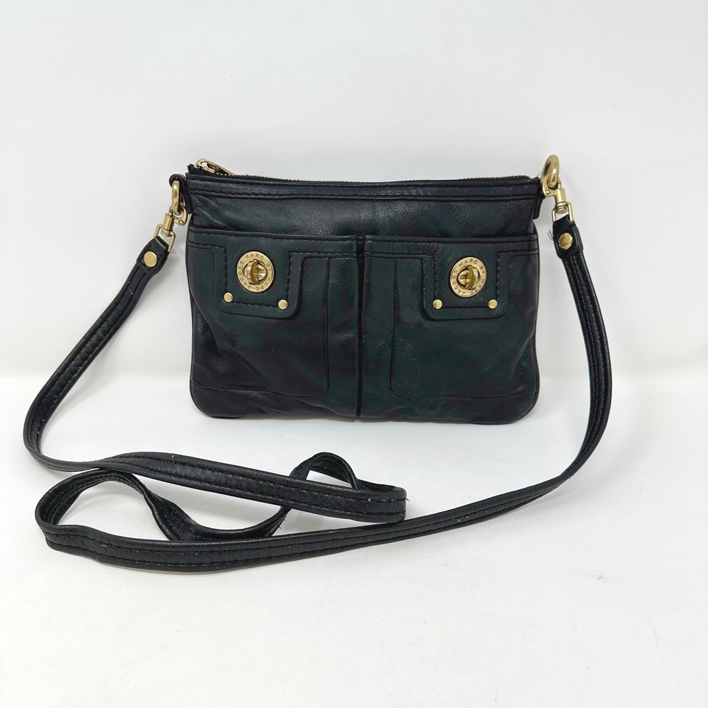 Marc Jacobs Totally Turnlock Percy Black‎ Leather Crossbody Bag